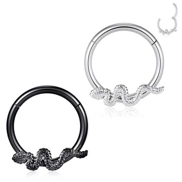 Daweys Stainless steel snaker fashion nose hoops 18K Piercing Septum Jewelry - Image 2