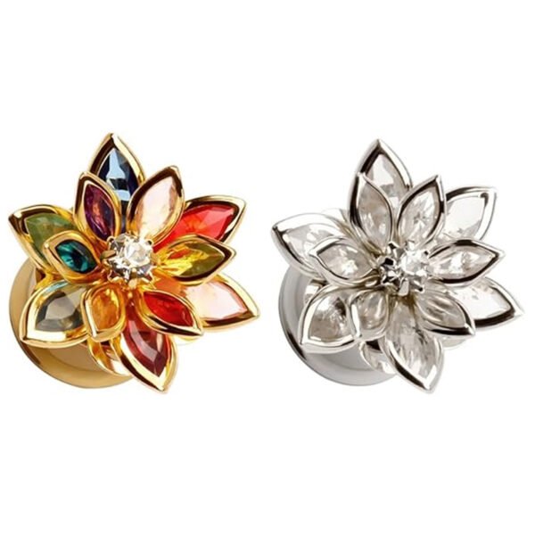 Daweys Fashion Colorful Dream Flower Elegant Ear Plugs Tunnels Gauges Stretcher Piercings Jewelry