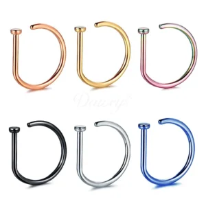 Daweys DS5982 Stylish D-Shaped Nose Ring Elegance Piercing Classic Clicker