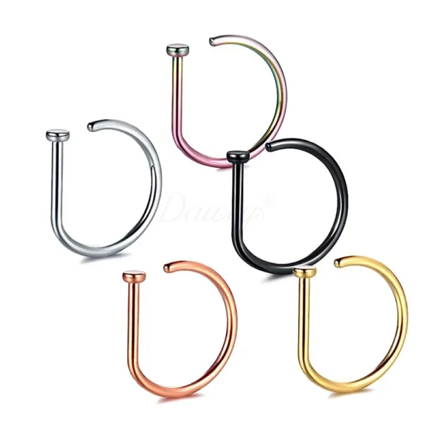 Daweys DS5982 Stylish D-Shaped Nose Ring Elegance Piercing Classic Clicker - Immagine 2
