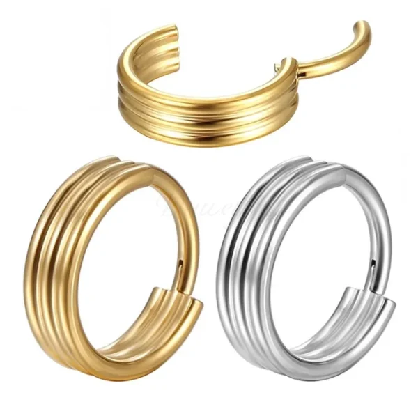 Daweys DS5996 3 Layers Simple Fashion Nose Hoops Jewelry Piercing Septum Rings - Image 5