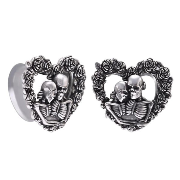 Daweys Ear Plugs Stainless Steel Tunnels Flared Shape Gauges Skull Stretcher Expander Earrings