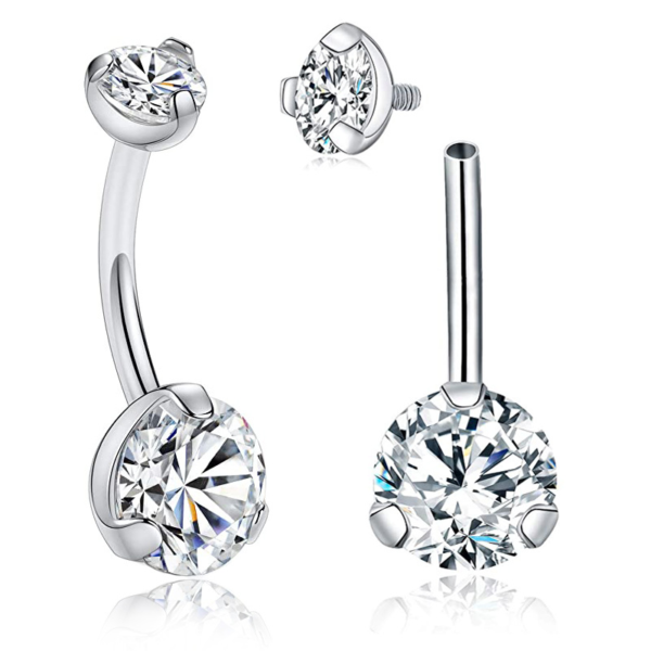 Daweys G23 Titanium Alloy Navel Stud with White Crystal and Zirconia Material, a stylish choice for piercing accessories