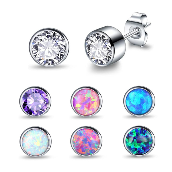 Daweys G23 Style New Crystal Australian Opal Stud Earrings Titanium Alloy Piercing Jewelry