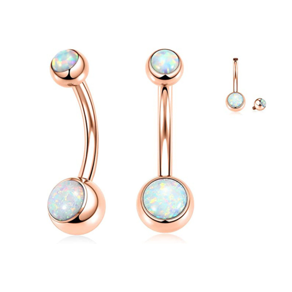 Daweys G23 New Australian Opal Belly Button Ring Navel Piercing Jewelry - Image 2