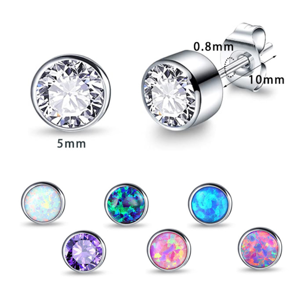 Daweys G23 Style New Crystal Australian Opal Stud Earrings Titanium Alloy Piercing Jewelry - Image 2