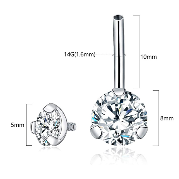 Daweys G23 Titanium Alloy Navel Stud with White Crystal and Zirconia Material, a stylish choice for piercing accessories - Image 6