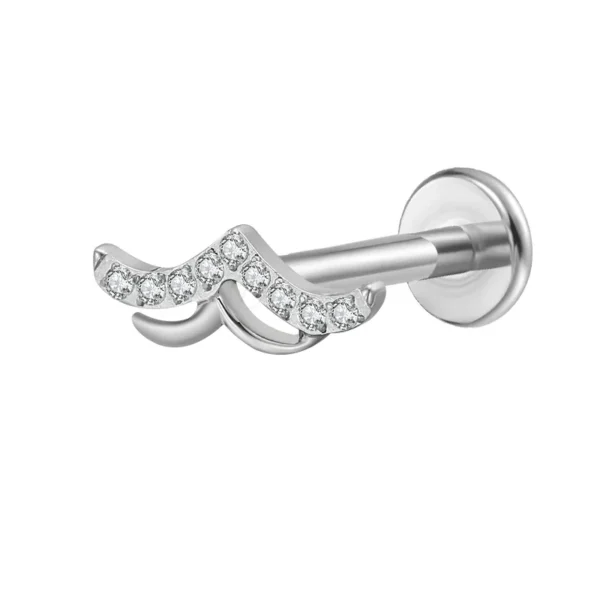 Daweys DS4177 F136 Titanium Seagull Zircon Lip Stud Piercing Labrets Jewelry