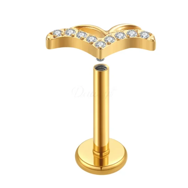 Daweys DS4177 F136 Titanium Seagull Zircon Lip Stud Piercing Labrets Jewelry - Image 2