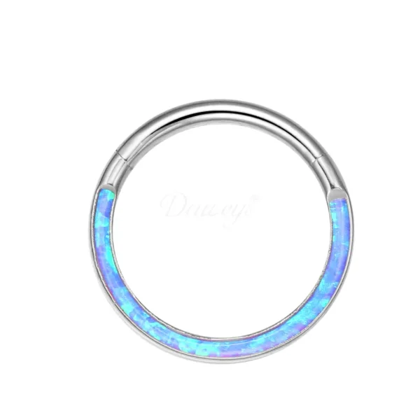 Daweys DS6043 ASTM F136 Titanium Bicolor Nose Ring Opal Piercings Clicker