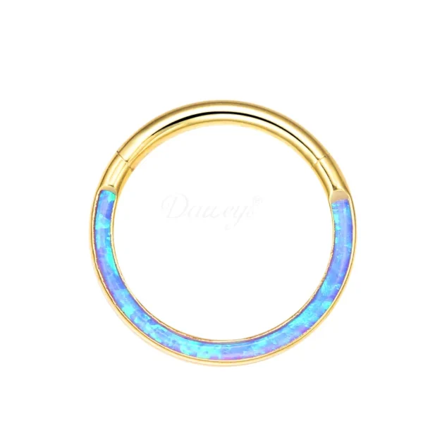 Daweys DS6043 ASTM F136 Titanium Bicolor Nose Ring Opal Piercings Clicker - Immagine 2