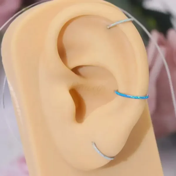 Daweys DS6043 G23 Opal Earrings Stainless Steel Nose Ring Ear Hoop Nose Hoop Piercing - Immagine 6