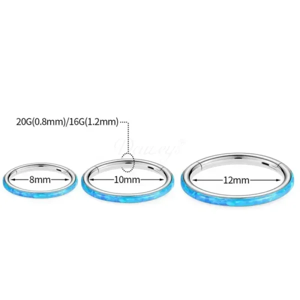 Daweys DS6043 G23 Opal Earrings Stainless Steel Nose Ring Ear Hoop Nose Hoop Piercing - Immagine 5