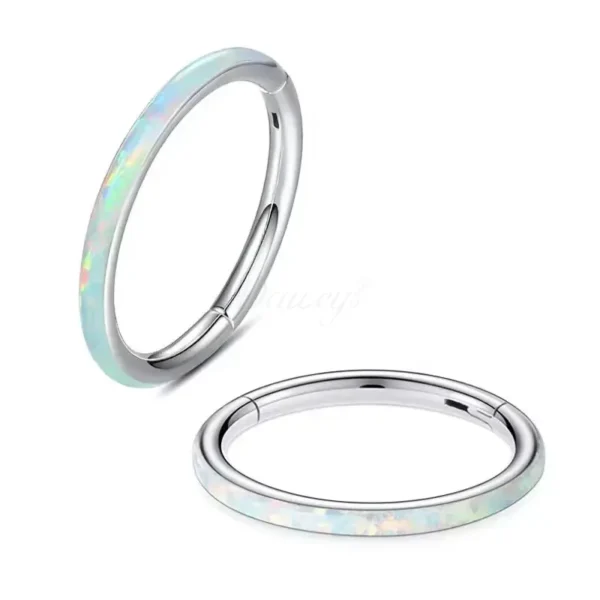 Daweys DS6043 G23 Opal Earrings Stainless Steel Nose Ring Ear Hoop Nose Hoop Piercing - Immagine 3