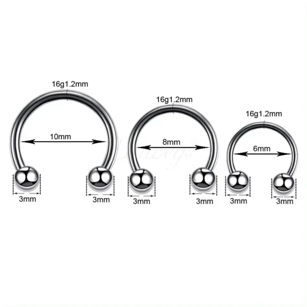 Daweys DS7013 External Thread Horseshoe Ring High-Quality Titanium Piercing Jewelry - Image 5
