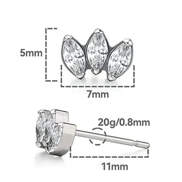 Daweys DSES005 G23 Titanium Zirconia Ear Studs Piercing Accessories featuring stylish Lip Rings - Immagine 3