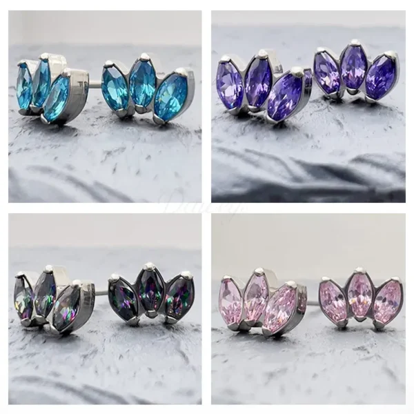 Daweys DSES005 G23 Titanium Zirconia Ear Studs Piercing Accessories featuring stylish Lip Rings - Immagine 5