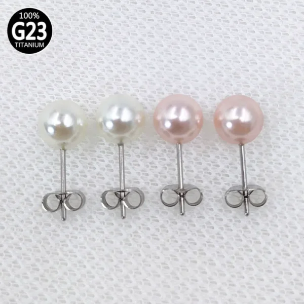 Daweys DSES007 Titanium Butterfly Clip Pearl Stud Earrings Hypoallergenic Elegant Piercing Jewelry - Immagine 5