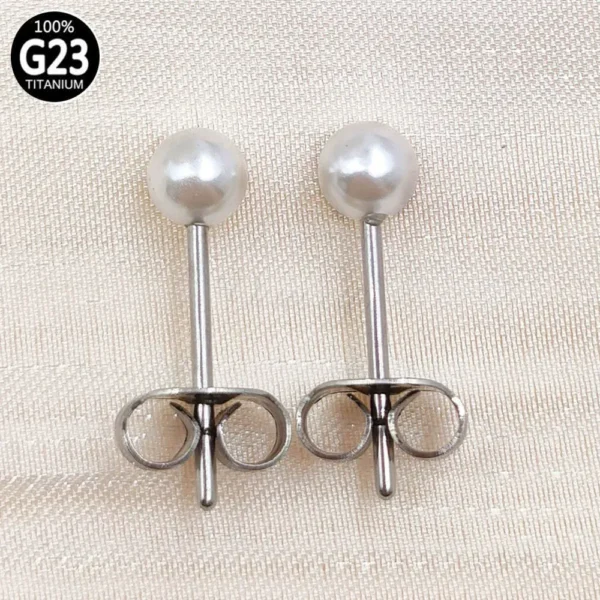 Daweys DSES007 Titanium Butterfly Clip Pearl Stud Earrings Hypoallergenic Elegant Piercing Jewelry - Immagine 4
