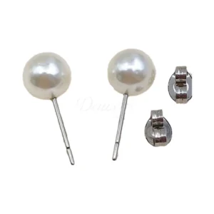 Daweys DSES007 Titanium Butterfly Clip Pearl Stud Earrings Hypoallergenic Elegant Piercing Jewelry