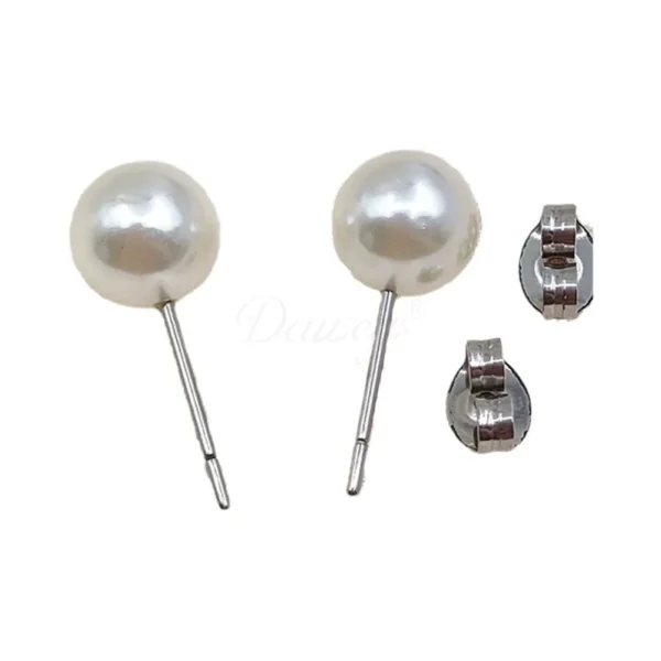 Daweys DSES007 Titanium Butterfly Clip Pearl Stud Earrings Hypoallergenic Elegant Piercing Jewelry