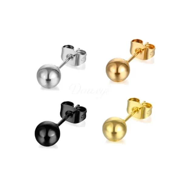 Daweys DSES008 Titanium Butterfly Clip Ball Stud Earrings Hypoallergenic Pin Stylish Piercing Jewelry