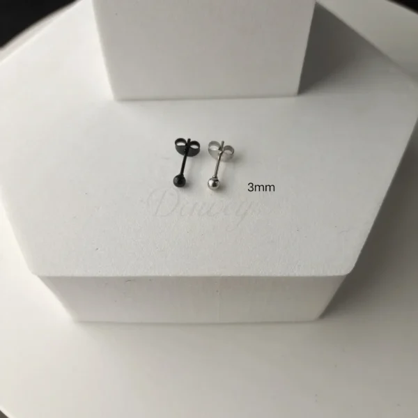 Daweys DSES008 Titanium Butterfly Clip Ball Stud Earrings Hypoallergenic Pin Stylish Piercing Jewelry - Immagine 5