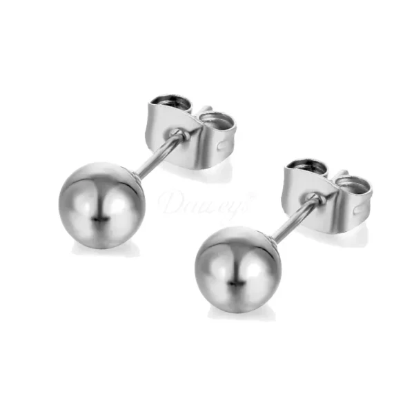 Daweys DSES008 Titanium Butterfly Clip Ball Stud Earrings Hypoallergenic Pin Stylish Piercing Jewelry - Immagine 3