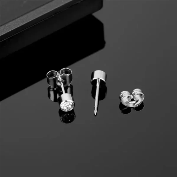 Daweys DSES009 Titanium Butterfly Clip Cylindrical Zircon Stud Earrings Hypoallergenic Piercing Pin Jewelry - Immagine 5