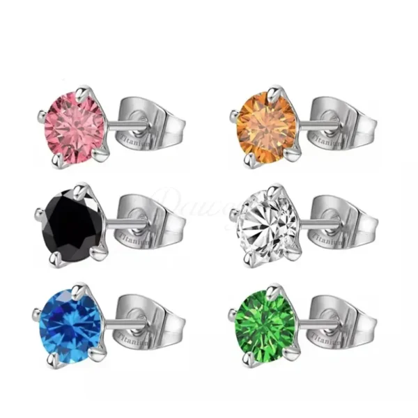 Daweys DSES010 Titanium Butterfly Clip Colorful Zircon Stud Pin Earrings Piercing Jewelry