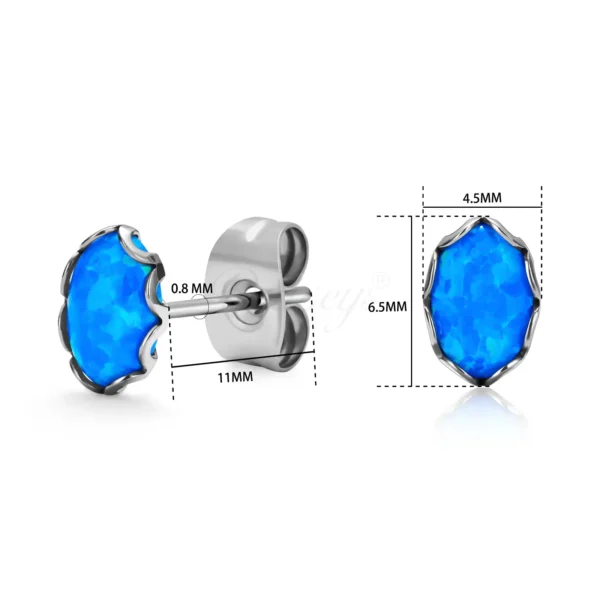 Daweys DSES015 Titanium Stud Earrings with Colorful Oval Gemstone Inlay Piercings - Immagine 5