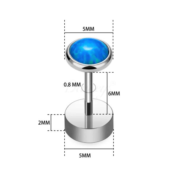 Daweys DSES016 Titanium Opal Stone Cluster Top Labret Hypoallergenic Ear Stud Piercings - Immagine 2
