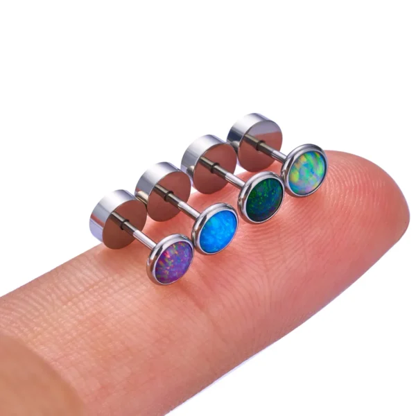 Daweys DSES016 Titanium Opal Stone Cluster Top Labret Hypoallergenic Ear Stud Piercings - Immagine 5