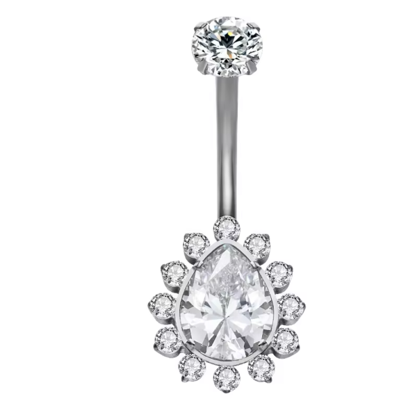 Daweys DS5019 G23 Titanium Belly Ring Zircon Navel