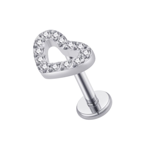 Daweys DS4015 Gemstone Heart Zircon Lip Stud - Image 2