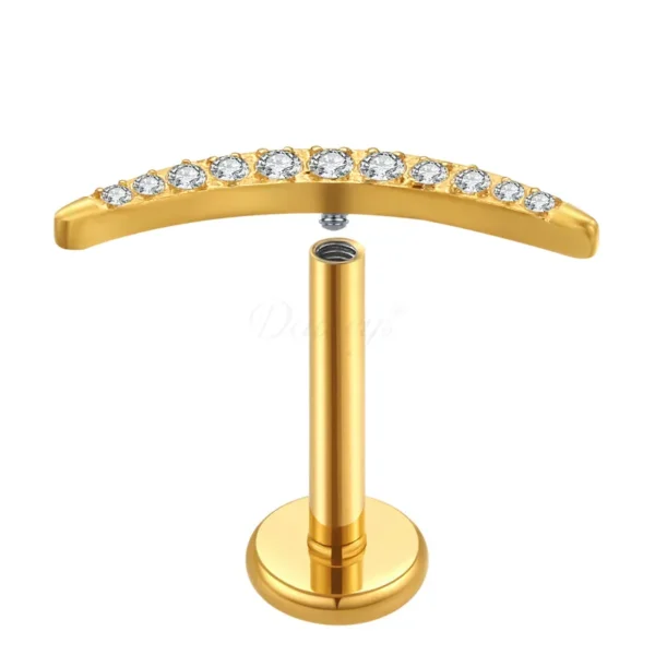 Daweys DS4060 Curved Zircon Lip Stud New Design Piercing jewelry - Immagine 2
