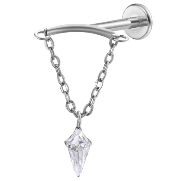 Daweys DS4072 Single Chain Pendant Zircon Lip Stud - Image 2