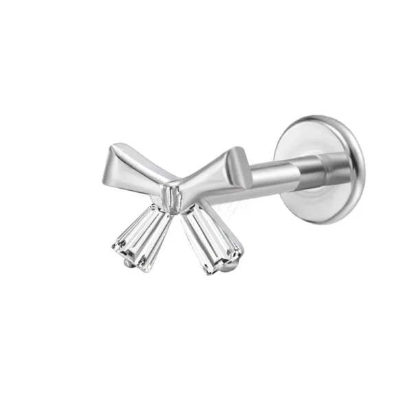 Daweys DS4175 Sparkling Bow Zircon Lip Stud Trendy piercing body jewelry