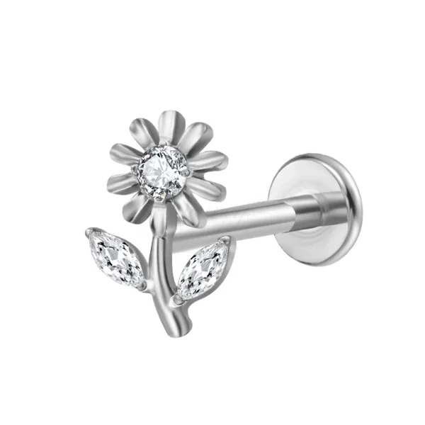 Daweys DS4176 Sunflower Zircon Lip Stud Body Jewelry Piercings