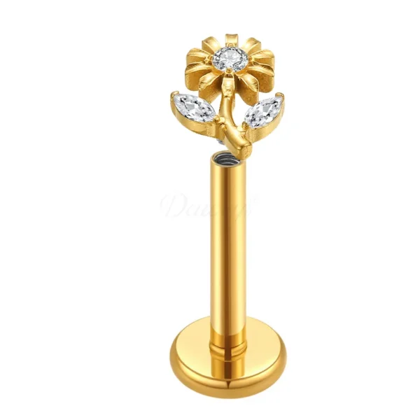 Daweys DS4176 Sunflower Zircon Lip Stud Body Jewelry Piercings - Immagine 2