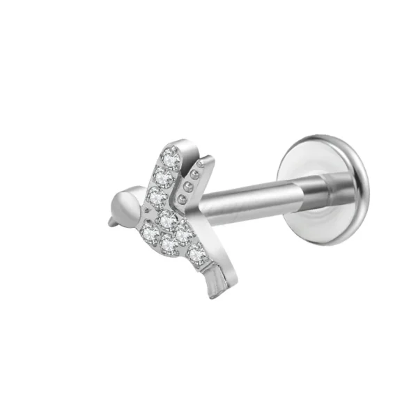Daweys DS4180 Bird Fashion Design 5A Zircon Lip Stud Titanium Piercings