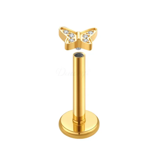 Daweys DS4185 Butterfly Zircon Lip Stud Body Jewelry Piercings - Immagine 2