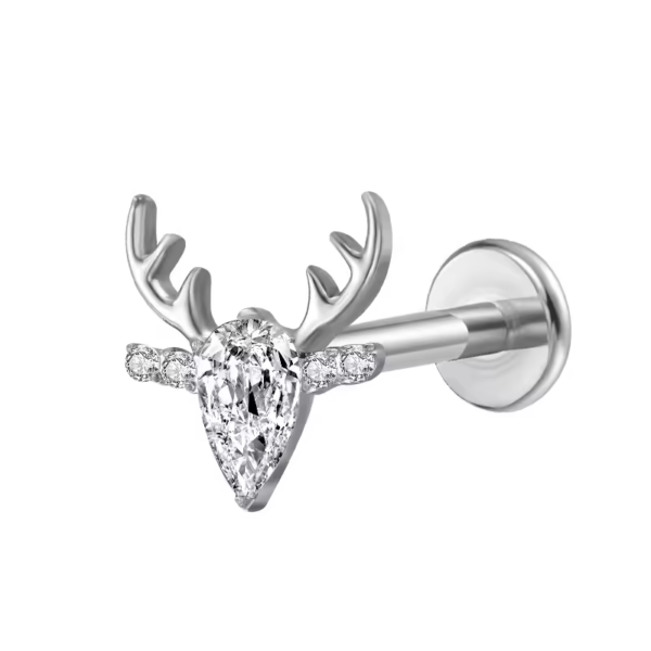 Daweys DS4198 G23 Titanium Threaded Helix Deer Labret Piercing - Image 2