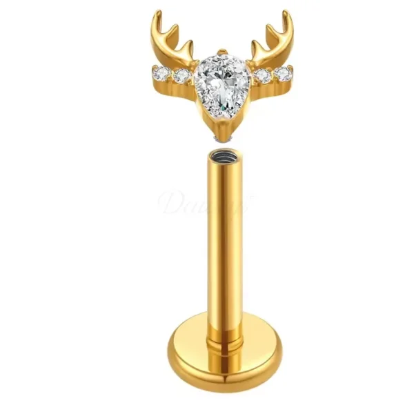 Daweys DS4198 G23 Titanium Threaded Helix Deer Labret Piercing - Immagine 2