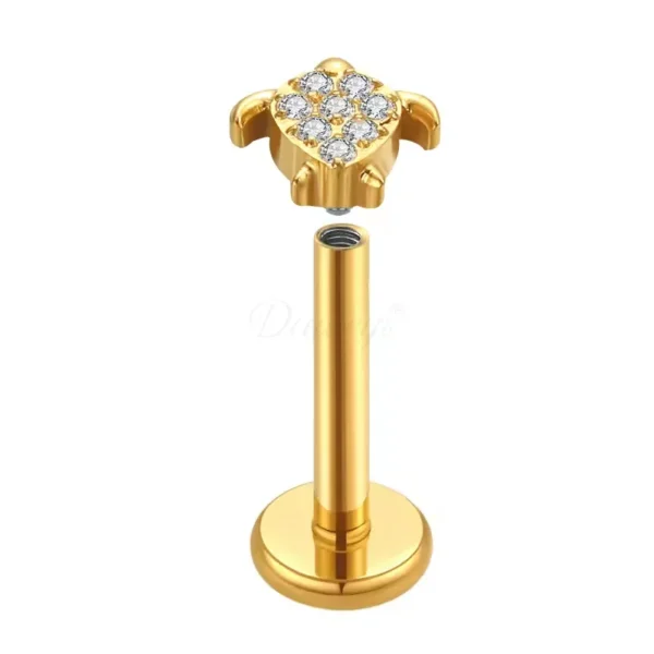 Daweys DS4199 ASTM F136 G23 Titanium Labret Tortoise Lip Stud - Bilde 2