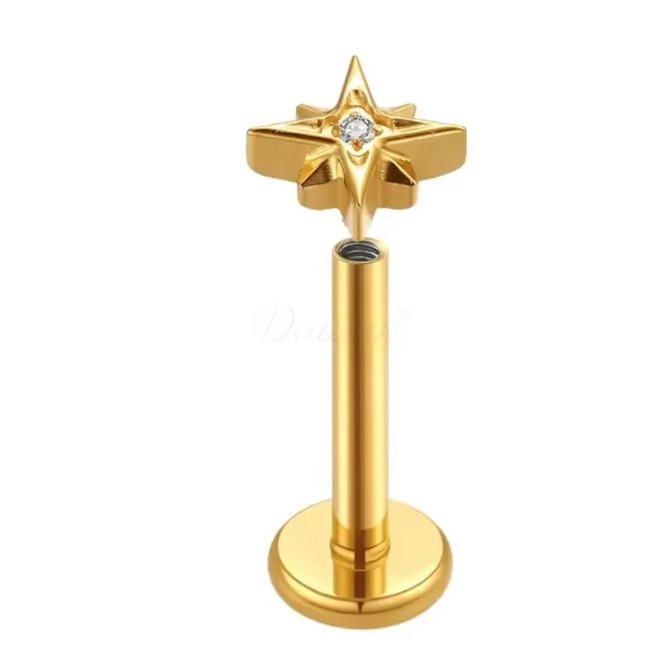 Daweys DS4205 ASTM F136 Titanium 24k gold PVD plated Piercing Labret - Immagine 2