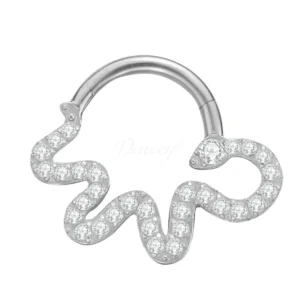 Daweys DS6094 5A Premium Quality Titanium Alloy Zircon Nose Ring Body Piercing Septum Clicker