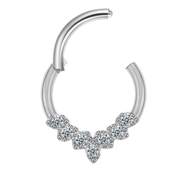 Daweys DS6103 Petal-Design Nose Ring with 5A Zirconia Gemstone for Elegant Style - Image 2