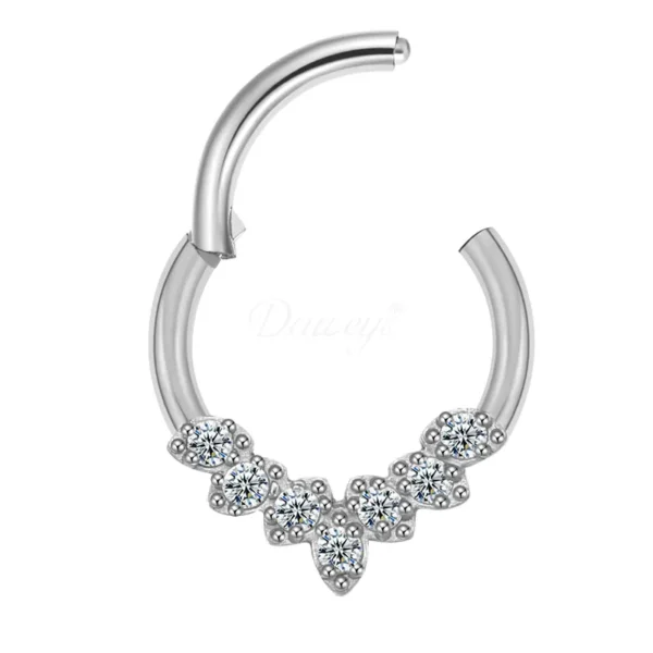 Daweys DS6103 Petal-Design Nose Ring with 5A Zirconia Gemstone for Elegant Style