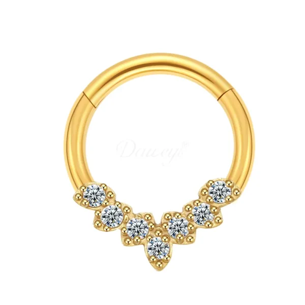 Daweys DS6103 Petal-Design Nose Ring with 5A Zirconia Gemstone for Elegant Style - Immagine 2